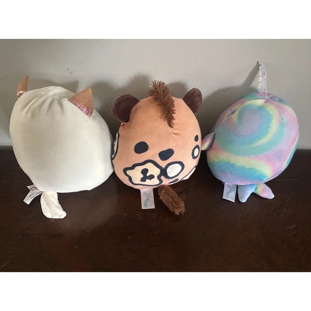 3 Squishmallows Plush‎ Toys Owl Hyena Narwhal Stuffed Animals Kids Gifts